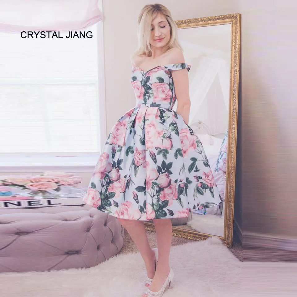 Новая мода 2018 Vestidos de fiesta largos elegantes gala короткое Колено Legnth цветочный халат с