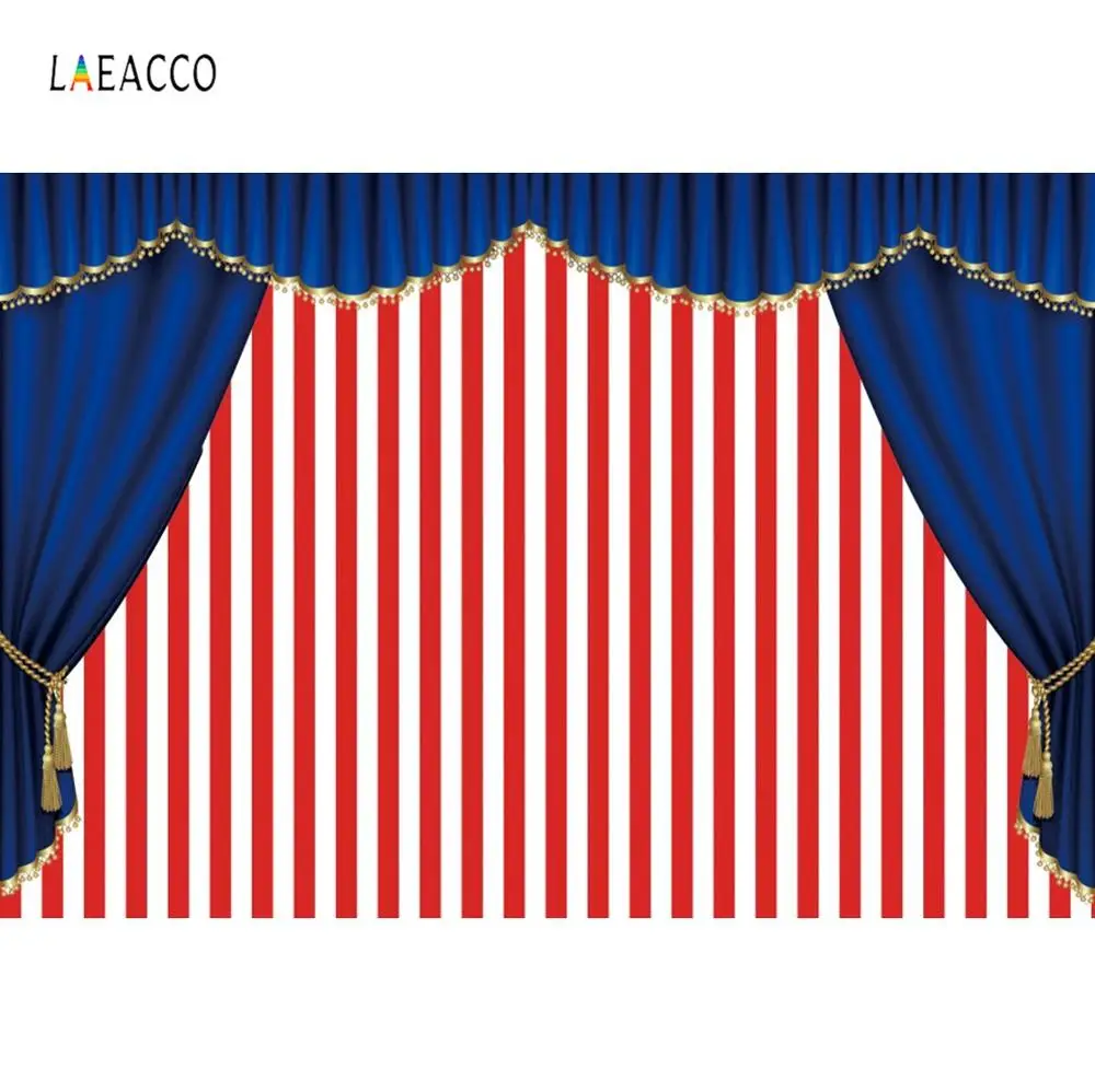 Сценические фоны для фотосъемки с синими занавесками и красными полосками
