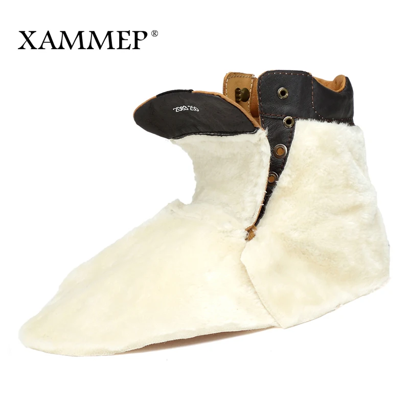 Ботинки Xammep мужские из натуральной кожи брендовая зимняя обувь теплые плюшевые