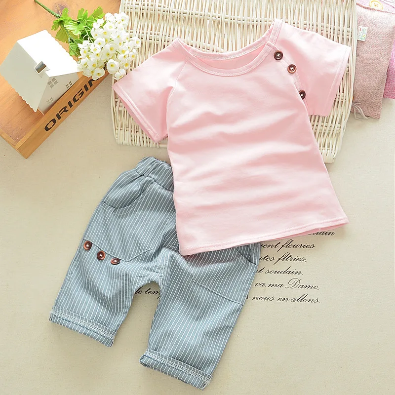 

Summer Boys Clothes Suit Children's Girls Short Sleeve T-shirts Pants 0-1-2-3-4 Years