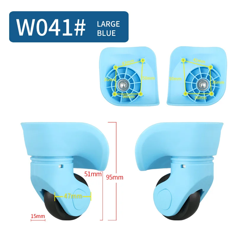 W041 Large Blue Замена багажных колес Ремонт 14-30 дюймов аксессуары для багажа ролики Спиннер колеса Замена колес для чемоданов ролики - Цвет: W041 Large Blue