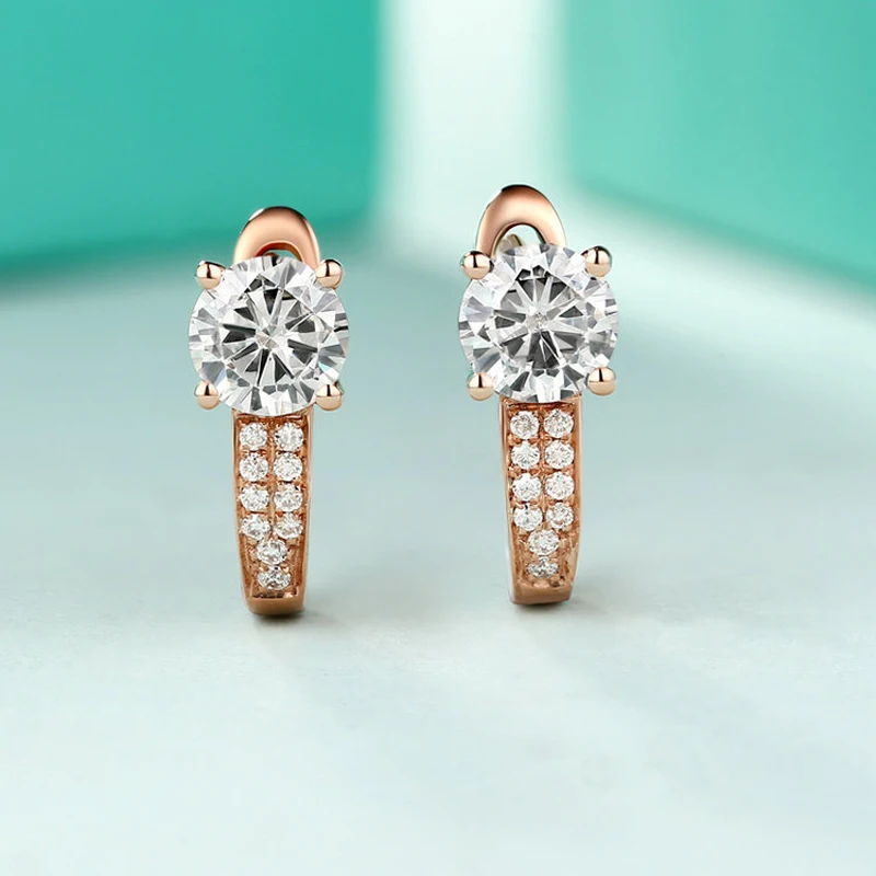 Женские серьги Клипсы из розового золота с муассанитом 18 К 0 5 карат|clip earrings|earrings