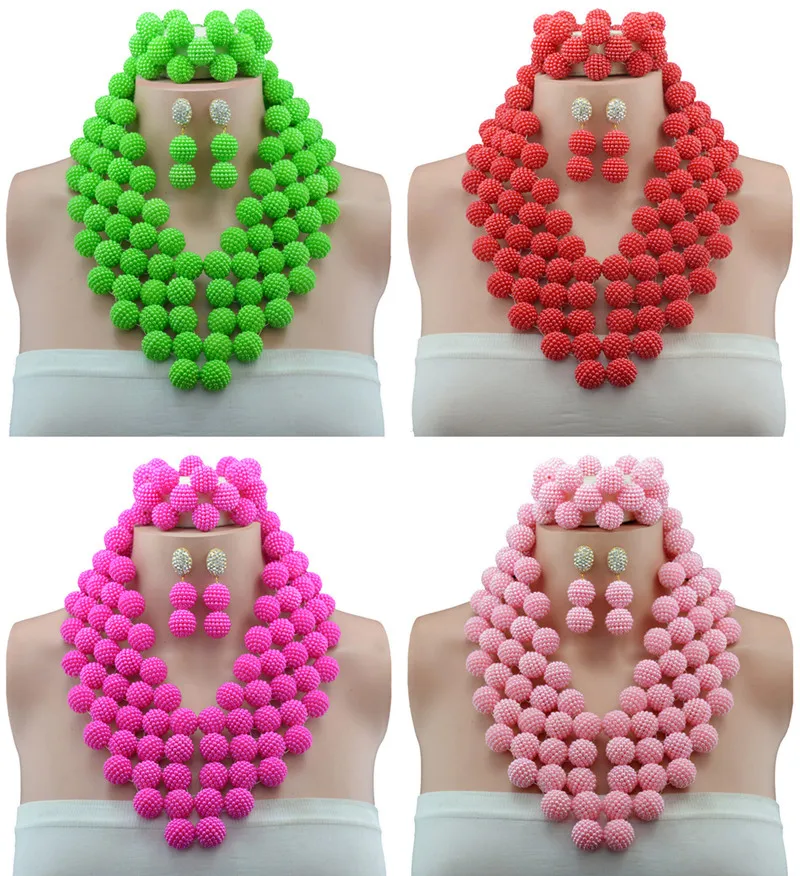 2016 нигерийские Свадебные сказочные африканские бусы ювелирный набор розовый