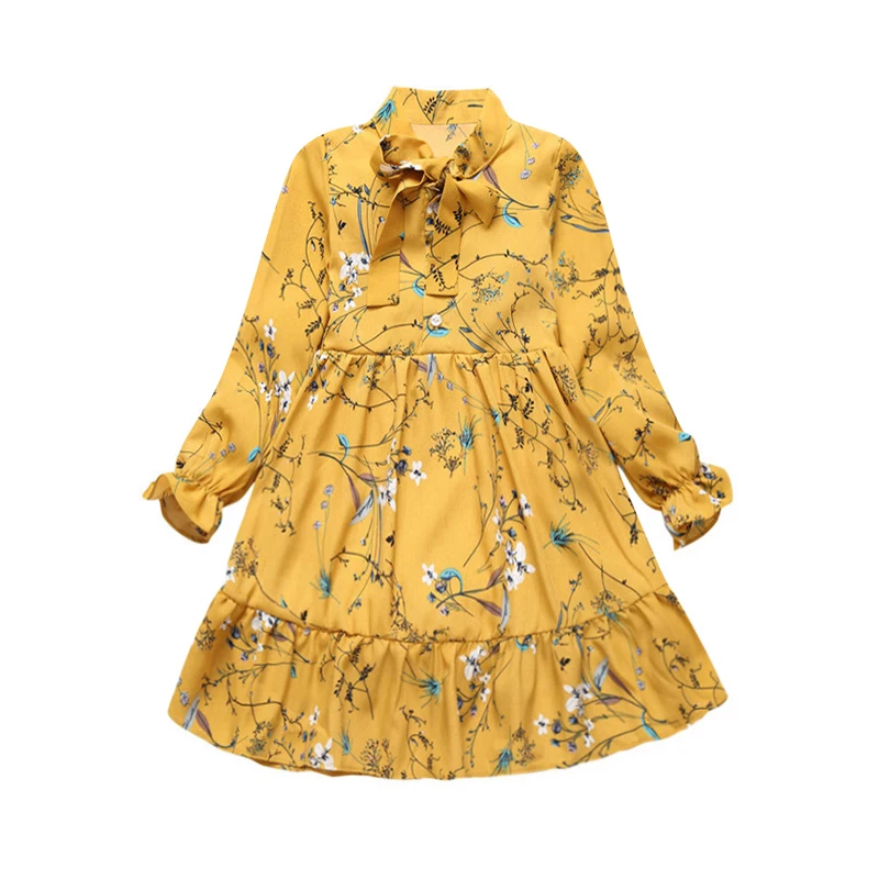 Kids Dress For Girls Chiffon Princess Long Sleeve Autumn Winter Floral Evening 4-14 Years Children Clothes | Детская одежда и