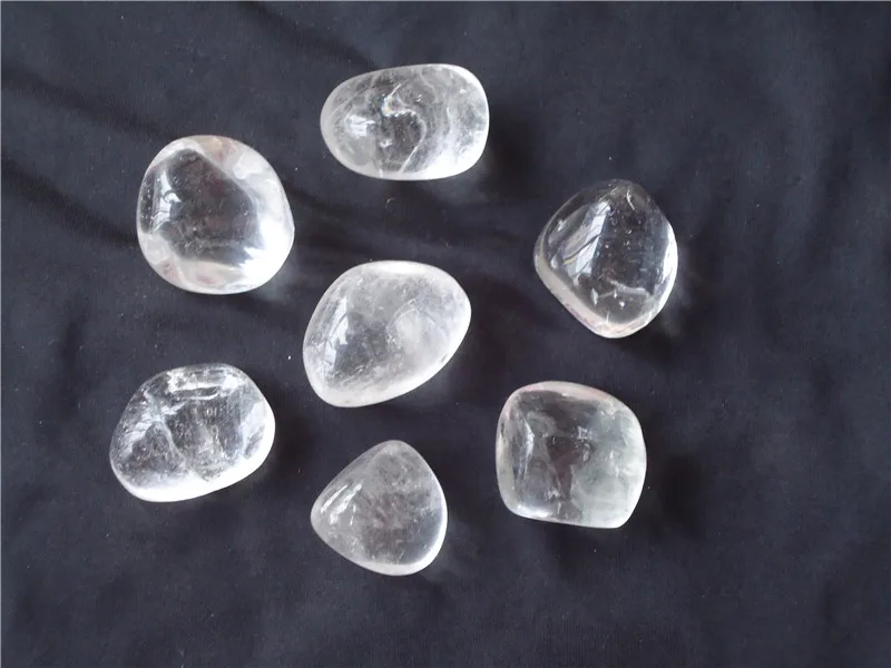 7 натуральных камней прозрачный кварц большие опущенные камни чакра