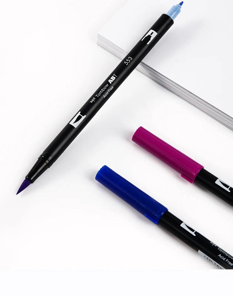 TOMBOW, двойная кисть, ручка, 96 цветов, двойная головка, художественные маркеры, акварельная основа, моющийся мягкий наконечник для рисования, письма, набросков, ABT