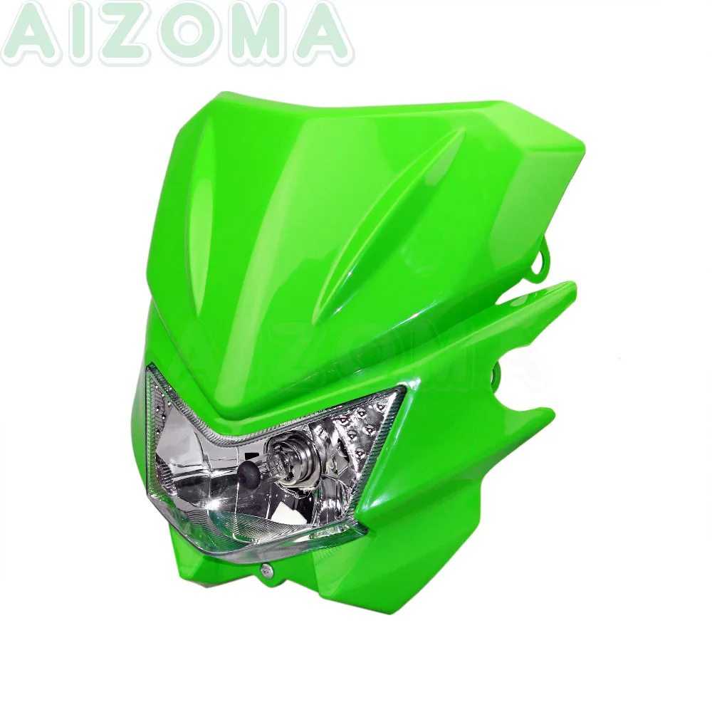 Зеленые Супер мотоциклы фары 12v 35w для мотокросса универсальная фара Kawasaki KX KLX KSR KLR