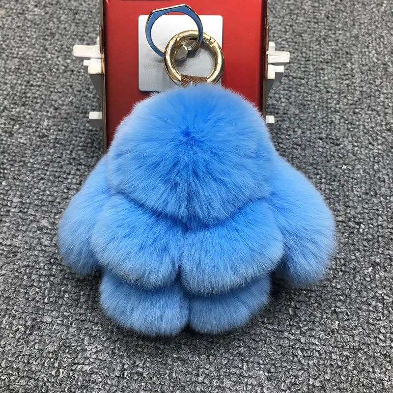 Mini Fluffy Rex Rabbit Fur Keychain Cute Bunny Key Chain Women phone Bag Charm Pom Ball Toy Doll Car Keyring | Украшения и