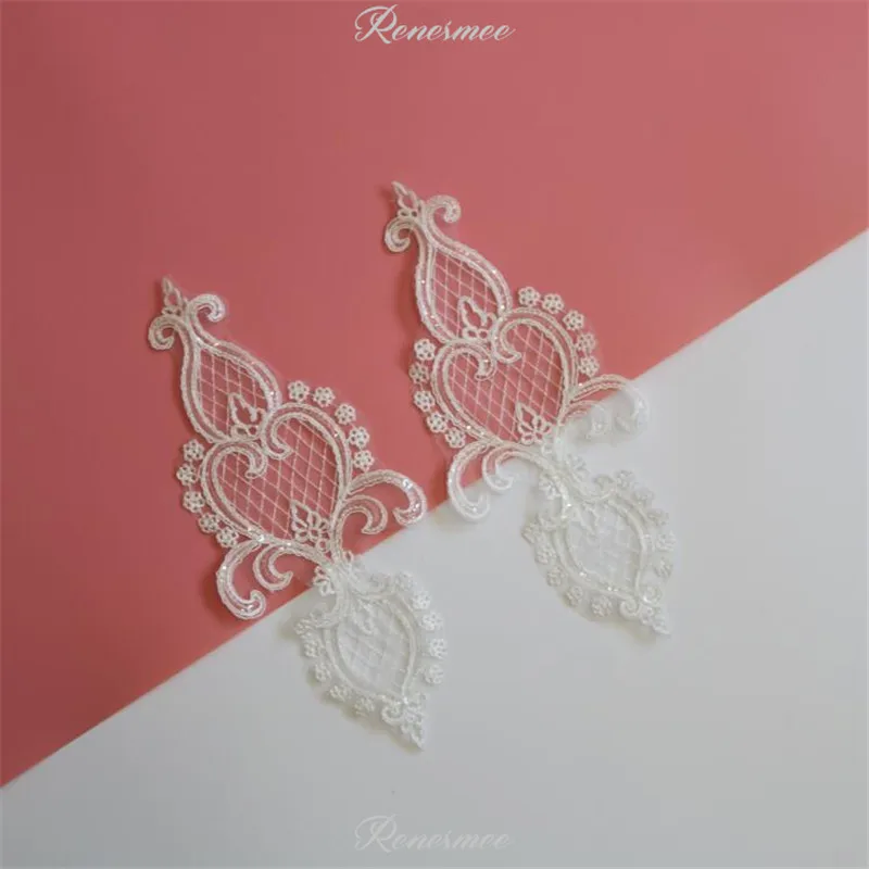 2 шт. модные цвета слоновой кости прозрачные блестки кружева аппликация вышивка