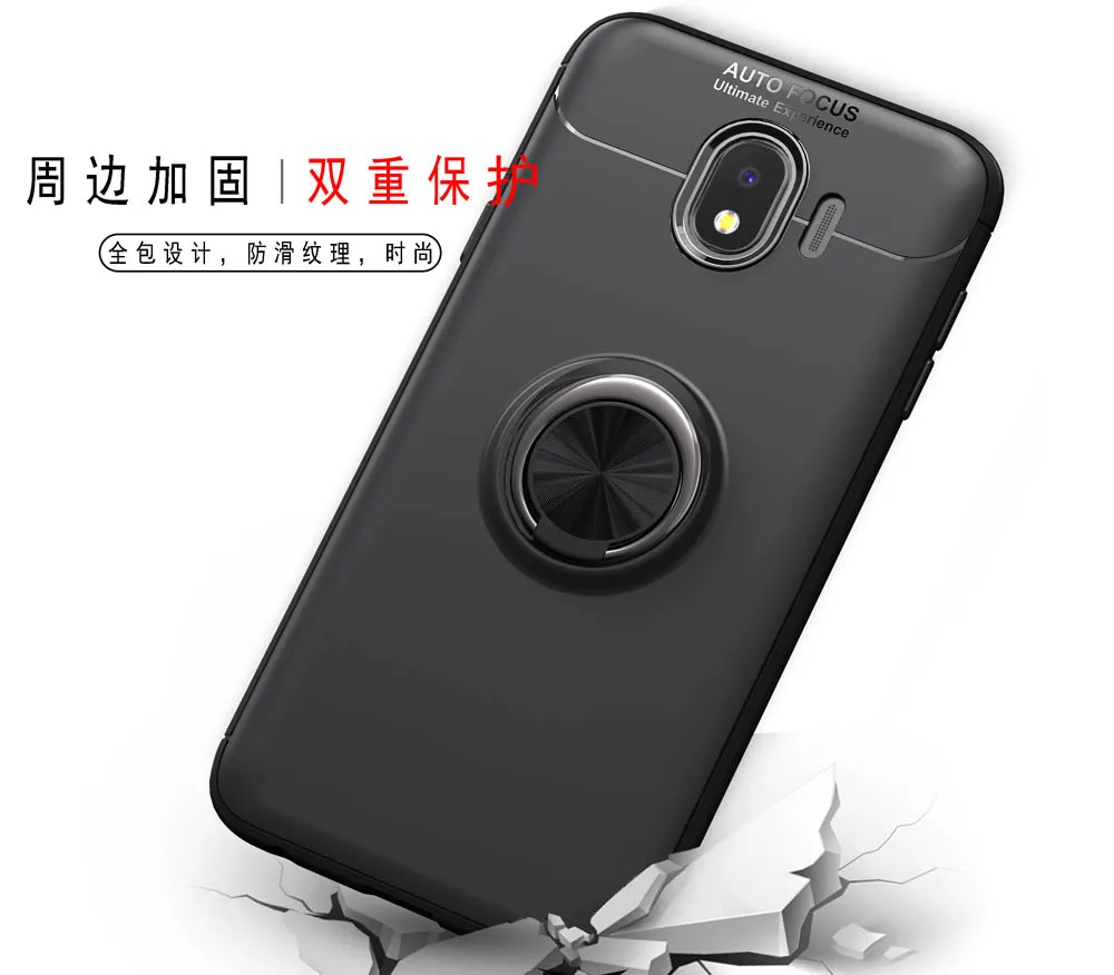 Soft Silicone Case for Samsung J4 Galaxy J 4 2018 SM-J400F/DS Metal Ring Phone Cover 4J J400 TPU Cases |