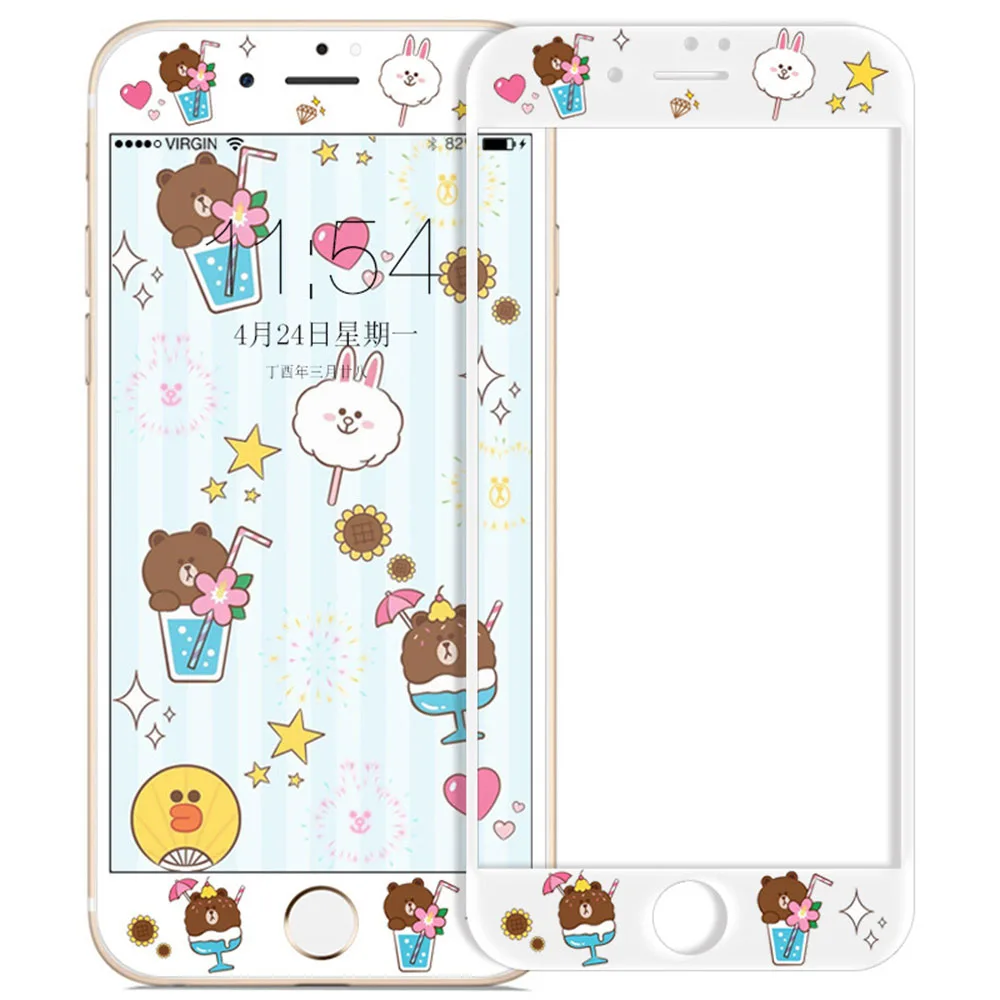Blue Ice Cream Милый мультяшный протектор экрана из закаленного стекла для iPhone 6, 7, 8, 6s Plus, защита экрана hello kitty для iPhone 6 Plus, 7 Plus, 8 - Цвет: Blue Ice Cream