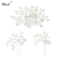 miallo elegant pearls bridal hair comb and hairpins set wedding hair jewelry accessories women handmade hairpieces hs j4534
