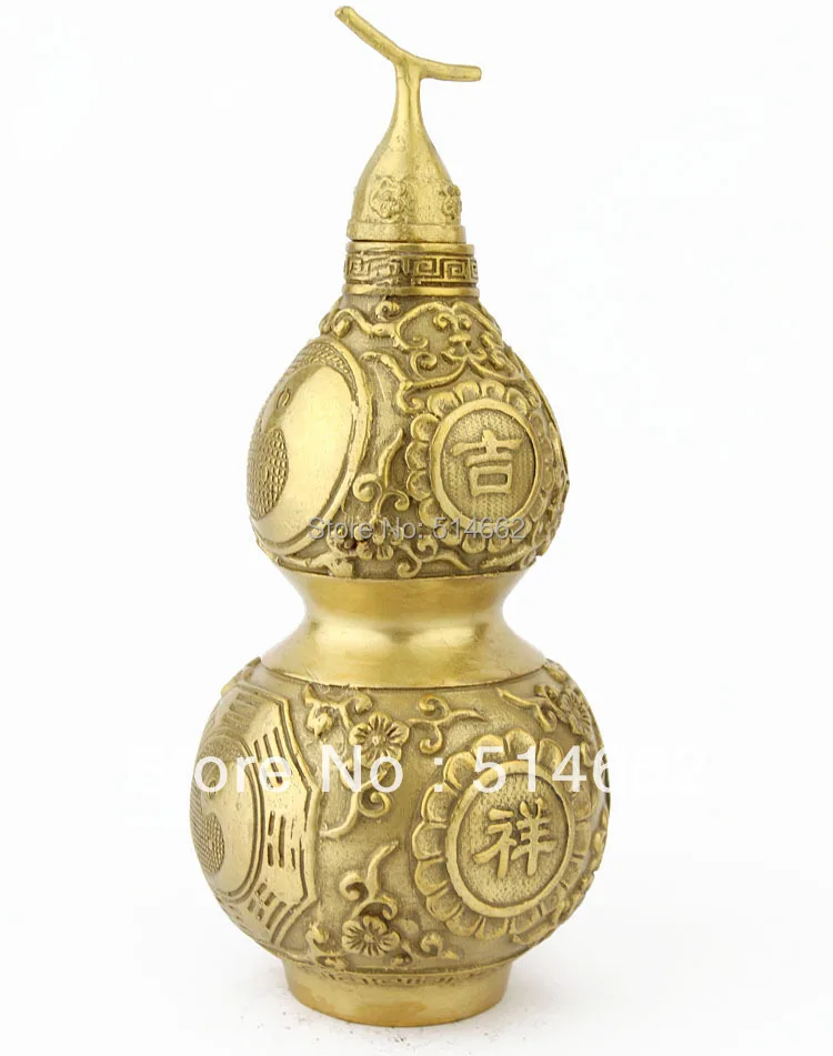 FENGSHUI 7 дюймовые латунные RU YI Ву Лу для здоровья скульптуры натуральная тыква
