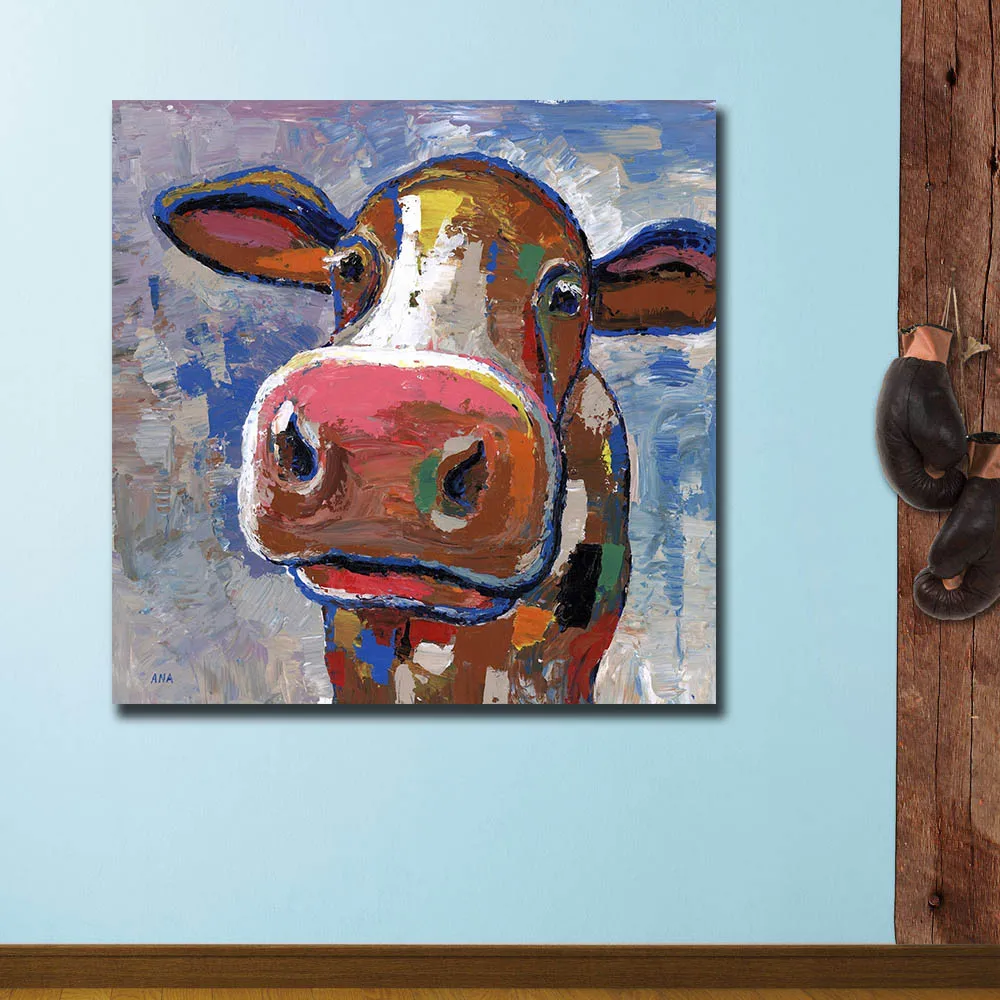 

Fashion Pop Art Oil Painting Wall Art Picture Cow-II-Animal Printed Canvas Painting For Living Room Home Decor Unframed