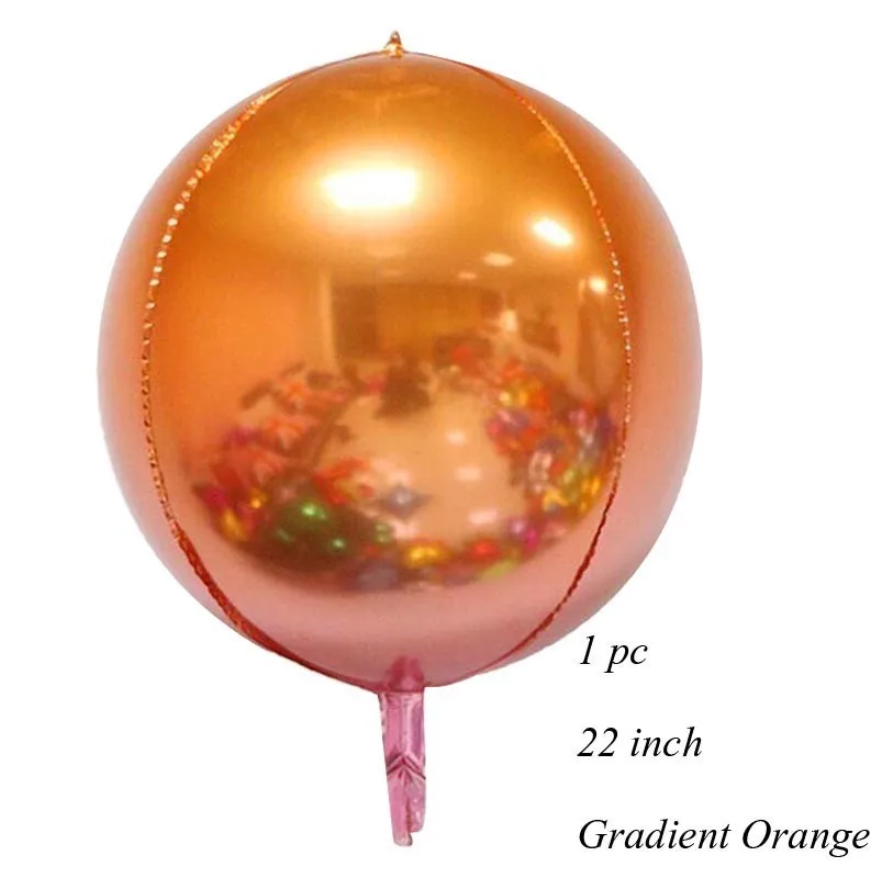 1PC Gradient Orange 1 шт. 22 дюйма градиентный цвет 4D диско Гелиевый шар Радуга день рождения и свадьба украшения реквизит для фотосессии для детского душа - Цвет: 1PC Gradient Orange