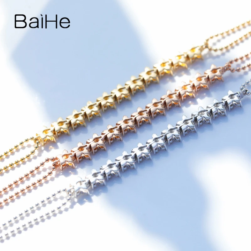 BAIHE однотонное 14K желтое золото 1ct H/SI натуральные бриллианты свадебные женские
