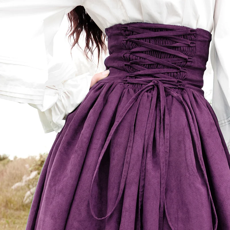 Женская винтажная юбка макси BOSHOW элегантная длинная из флока и замши с высокой