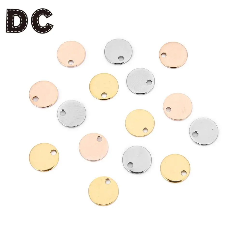 DC 20pcs/lot 6/8/10/12/15/20/25mm Round Stainless Steel Stamping Blank Dog Tags Pendants Rose Gold DIY Charm Jewelry Finding images - 6