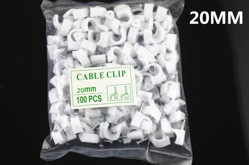 100 шт. 20 мм круглая кабельная проволока Настенные винтовые зажимы Кабельные Зажимы для RG6 RG59 белый