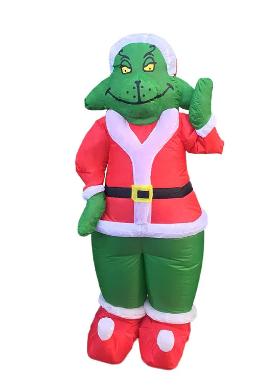 Надувной Grinch 7 футов Рождественское украшение Gemmy Рождественский костюм собаки Санта для наружной отделки Airblown Grinch