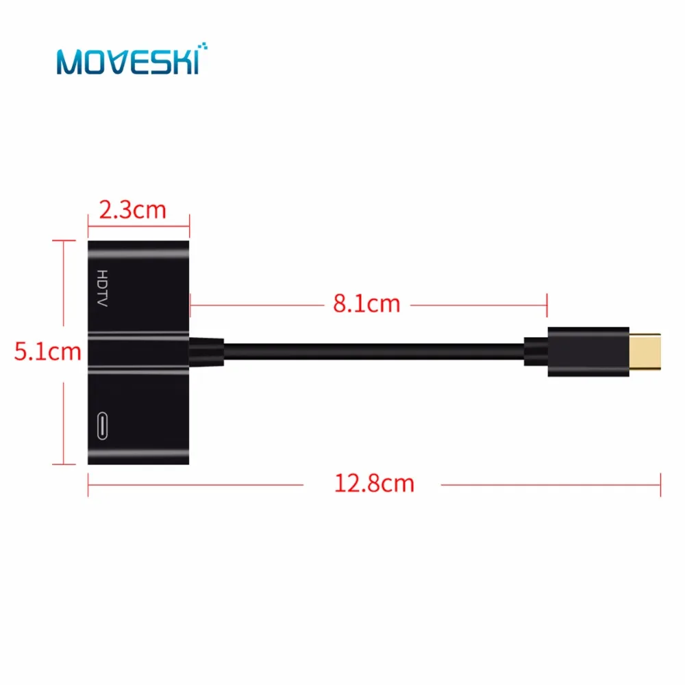 Moveski 9592A USB C AV Aadapter 60W Type 4K UHD HDMI PD зарядный порт совместимый с серией MacBook Plug &