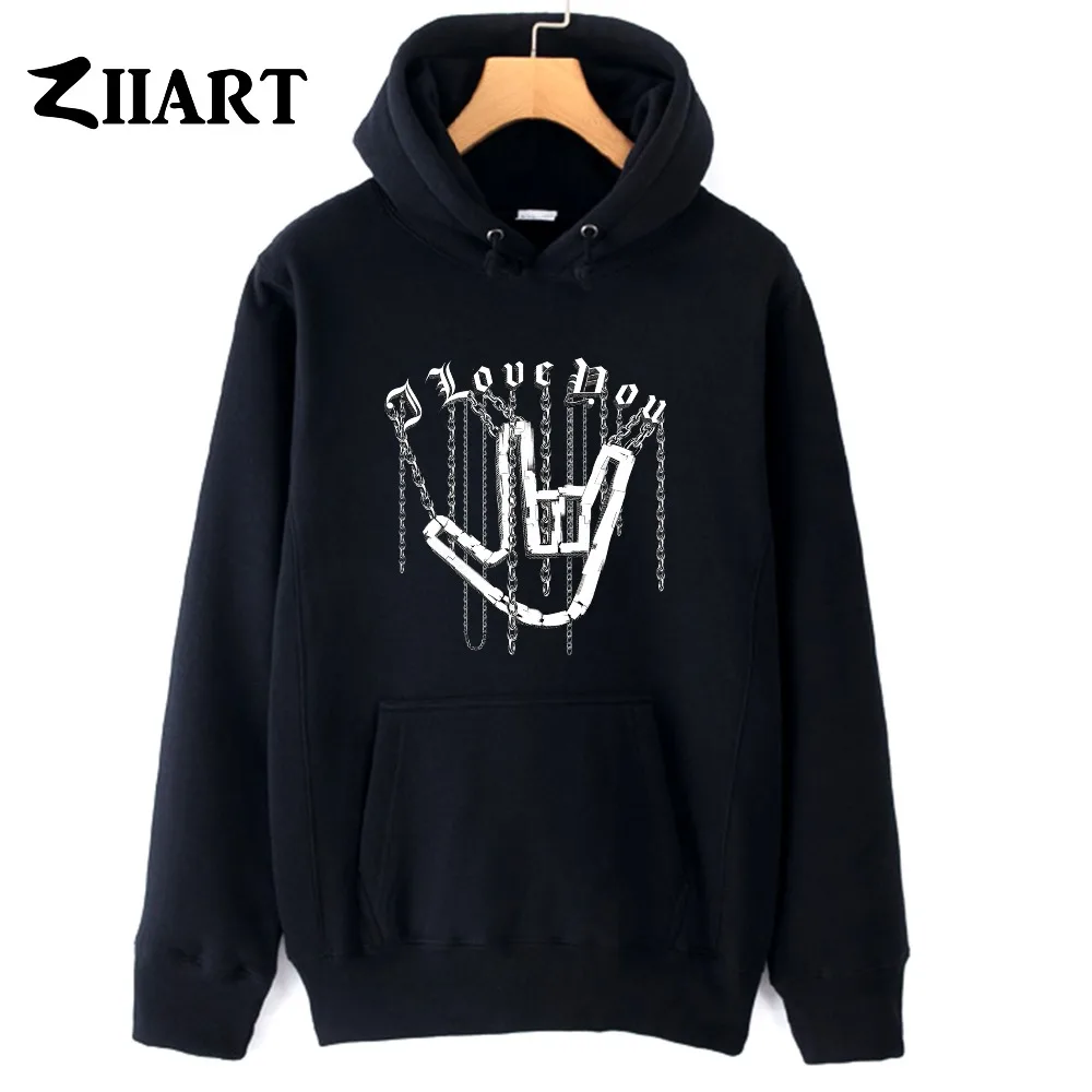 ZIIART цепь Готический i love you hand gesture тяжелый металл рок Пара Одежда для девочек
