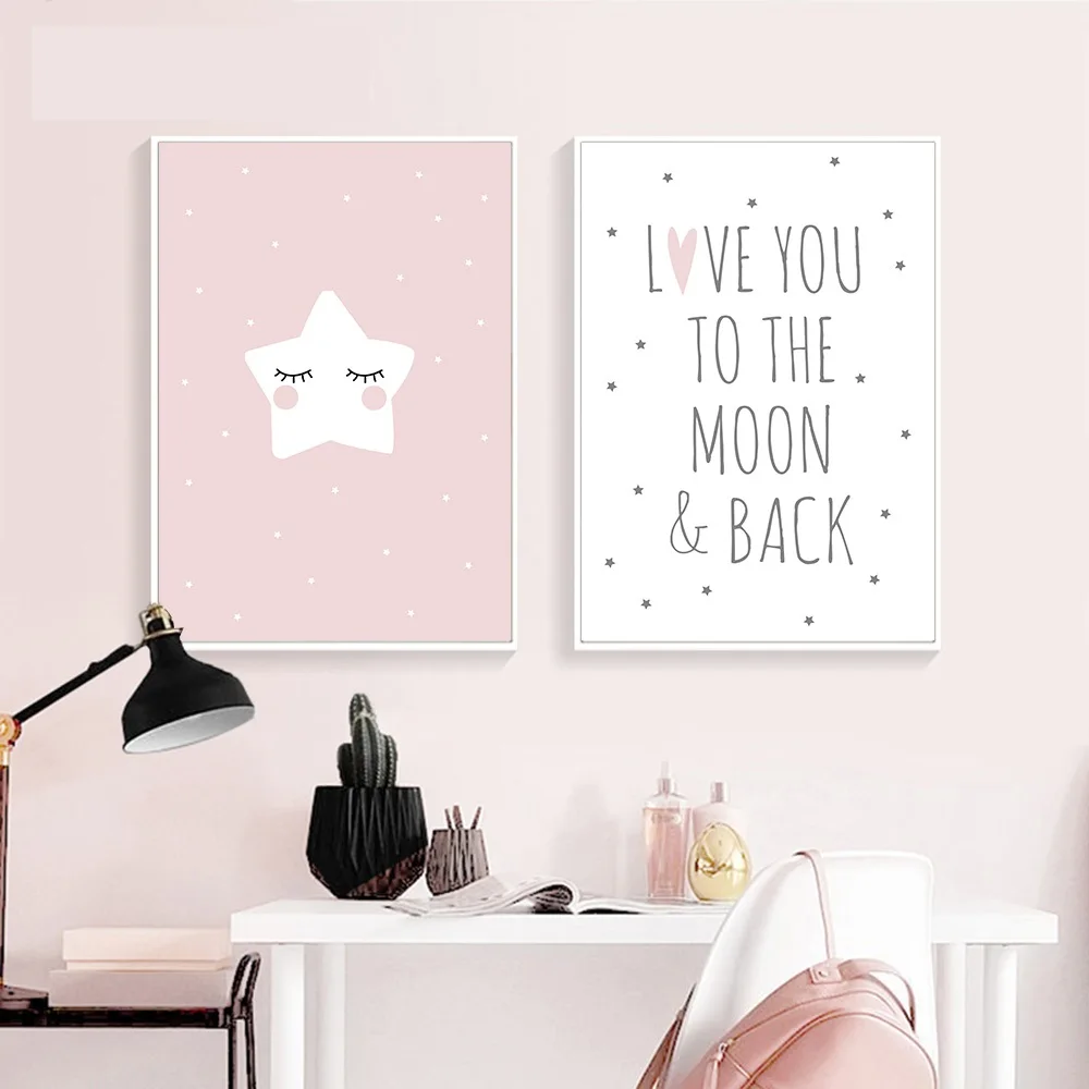 Pink Heart Elephant Canvas Painting Wall Art Cartoon Poster Nursery Prints Nordic Kids Decoration Pictures Baby Bedroom Decor | Дом и сад
