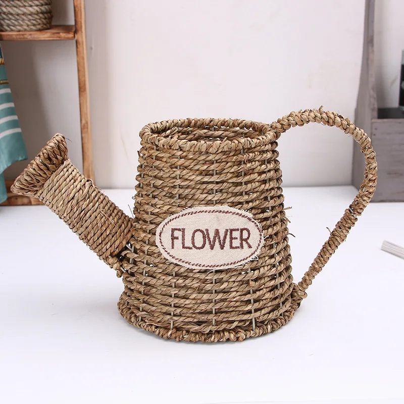 

Hand-woven Grass Basket Weaving Fleshy Flower Pot Living Room Pastoral Style Sundry Storage Basket Desktop Decoration Vase 04340