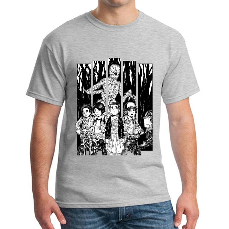 Странные Вещи футболка 2017 аниме мужская о-образный вырез мужские футболки