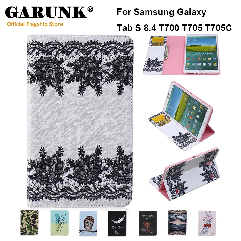 Чехол для Samsung Galaxy Tab S T700 T705 8 4 дюйма цветной кожаный чехол книжка с принтом GARUNK SM