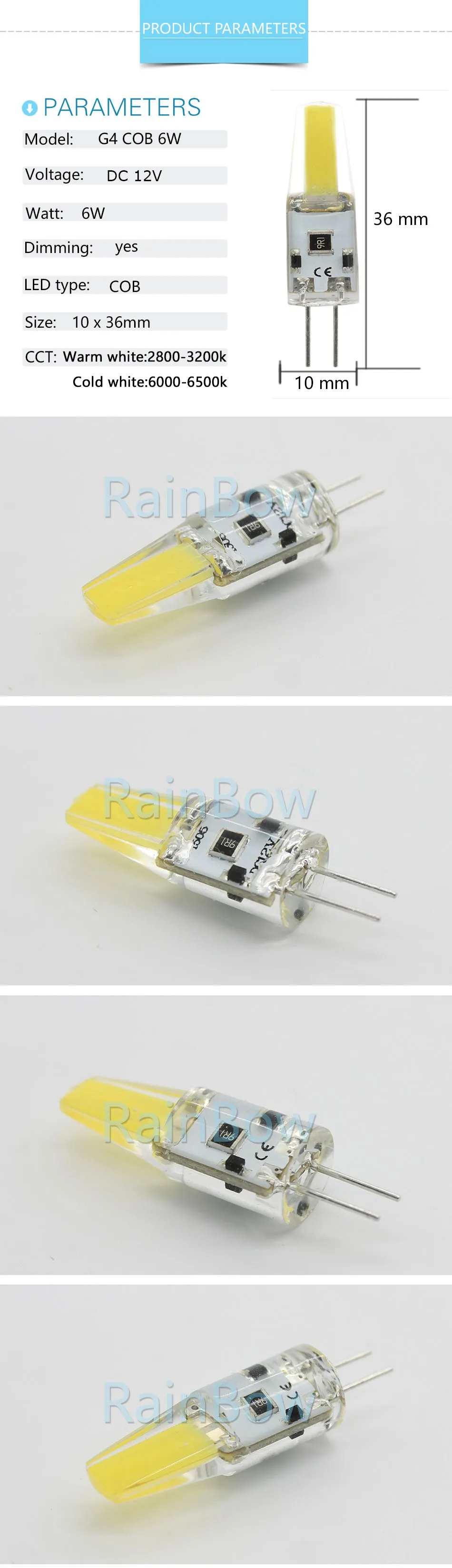 4 шт./лот G4 Светодиодный светильник AC12V COB светодиодный светильник 6 Вт DC/AC 12 В 220 В светодиодный G4 COB светильник с регулируемой яркостью люстра светильник s Заменить Галогенные G4 лампы
