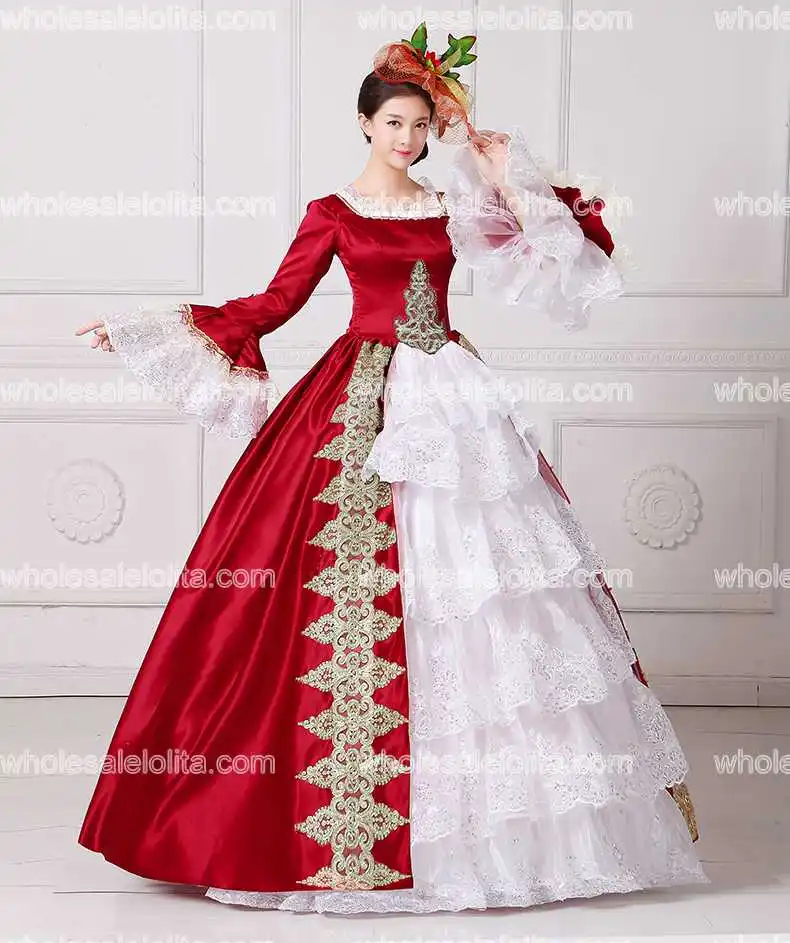 2017 Новый красный Вышивка Marie платье Антуанетты Гражданская война Southern Belle Платье