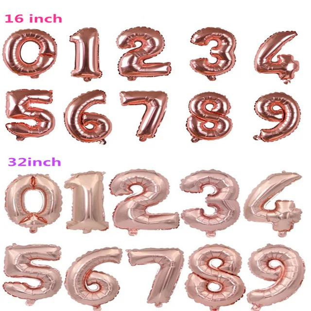 rose gold 16 дюймов 32 дюймов розовые золотые шары из фольги в виде цифр день рождения Свадебный декор Золотая фигурка из серебра воздушные шары вечерние товары Globos - Цвет: rose gold