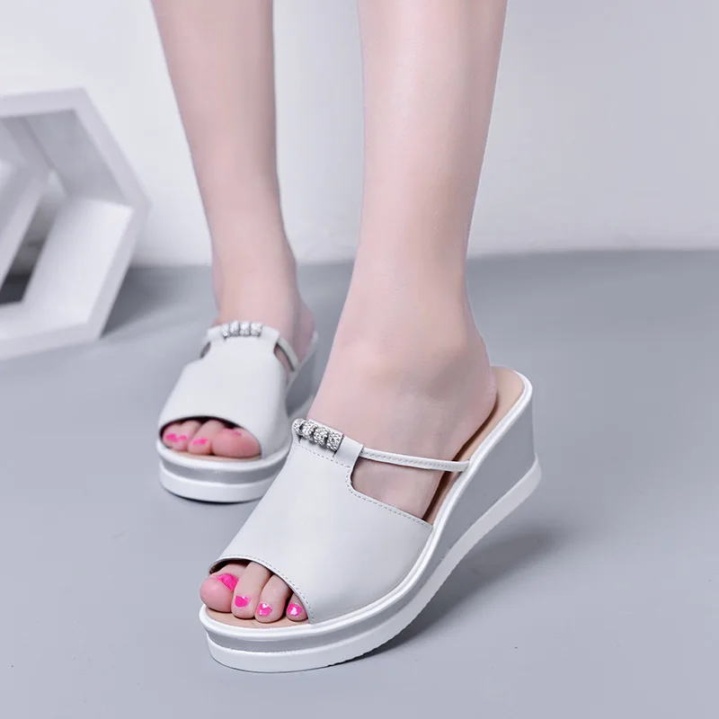 Босоножки BeckyWalk женские на платформе натуральная кожа танкетка высокий каблук