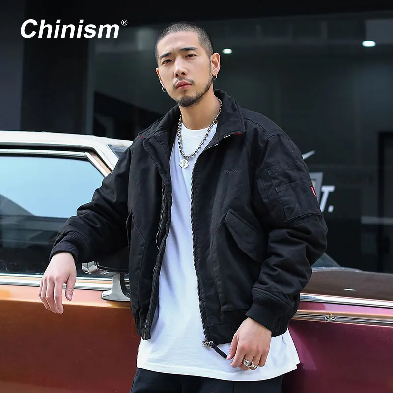 CHINISM мужская стильная Толстая куртка с надписями внутри армейский зеленый Мерч