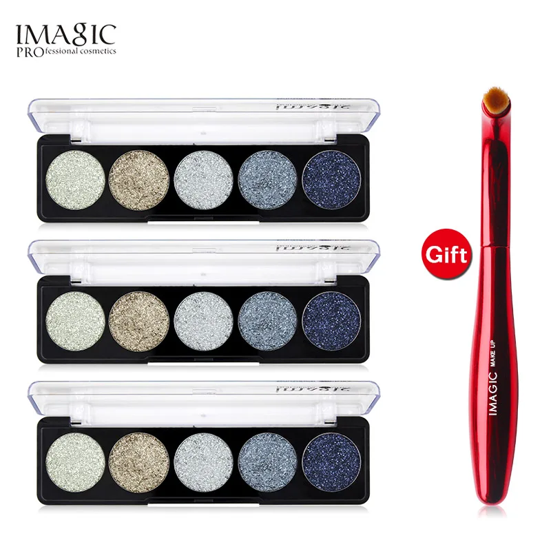 EY1-3pcs IMAGIC купить 3 получить 1 подарок 3 шт./компл. 5 цветов блестящие тени для век получить кисть для теней подарок - Цвет: EY1-3pcs
