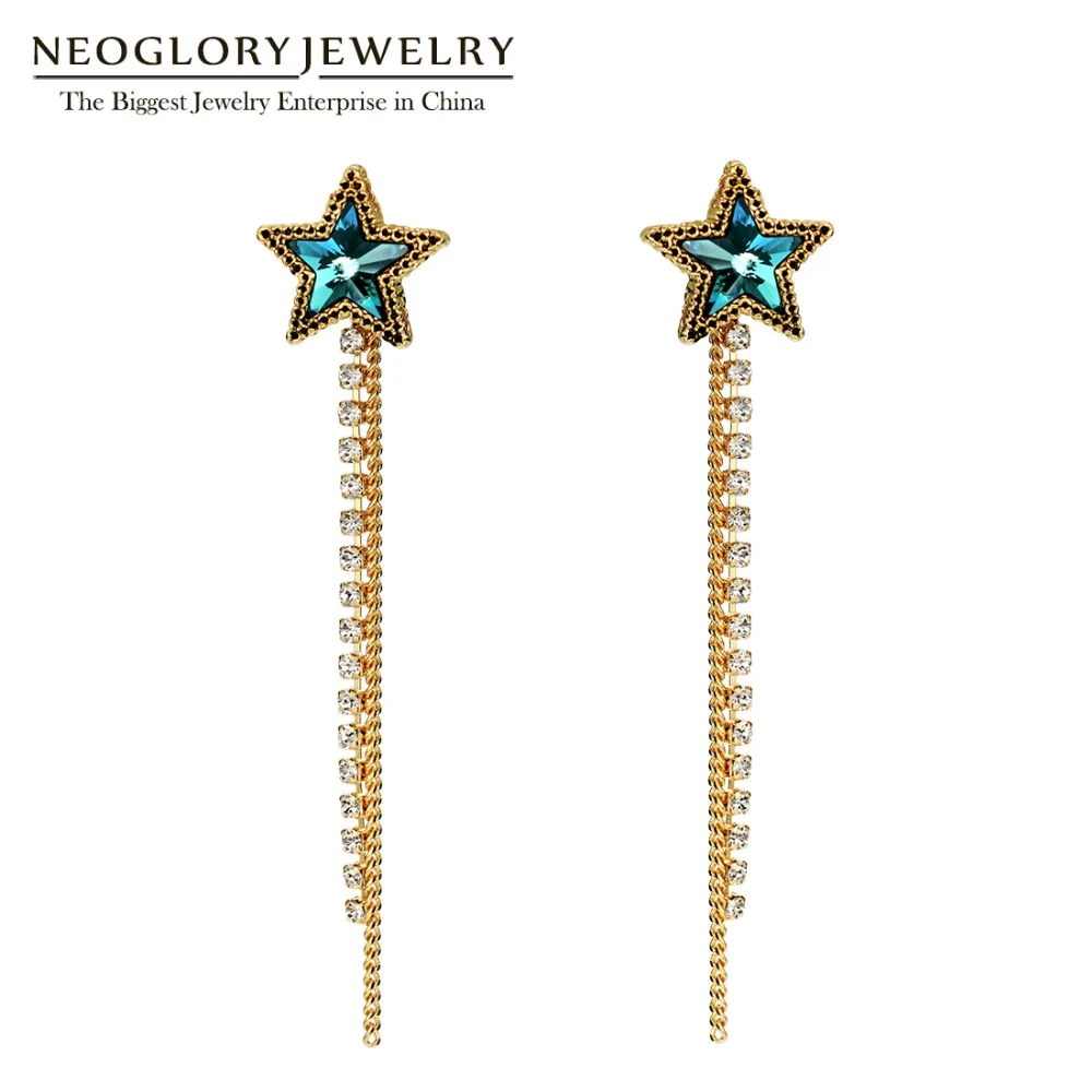 Neoglory модные светло-желтые золотые серьги со звездами Популярные Подарки для