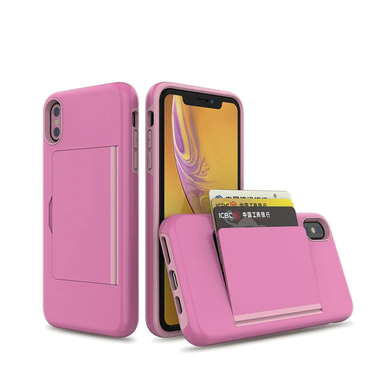 Pink Деловой чехол ярких цветов для iPhone X, XS, 7, 8 Plus, XS MAX, 6, чехол с откидной крышкой и отделениями для карт, чехол для iPhone XR, 7, 7+, 6, 6 S, X 10, Fundas - Цвет: Pink