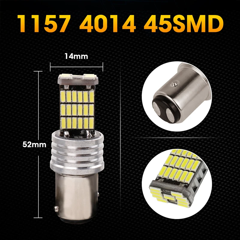 Hlxg 4 Шт 1157 led4014 45SMD P21W/5 W BAY15D автомобильная светодиодная лампа авто задние