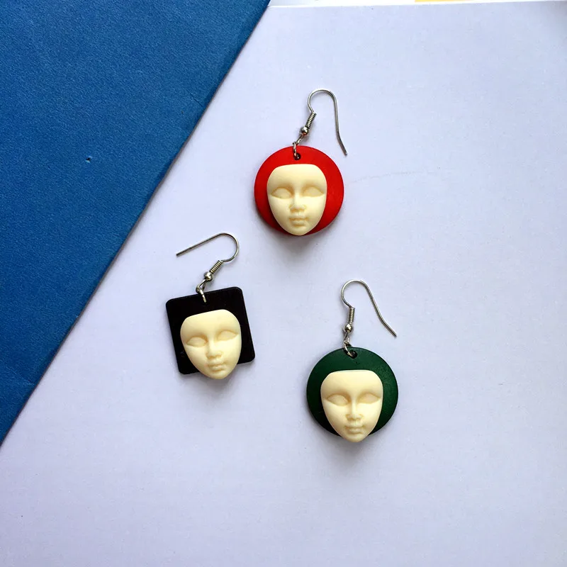 Minimalist Retro Geometric Wooden Earrings For Women Fashion Abstract Face 3 Color Vacation Ornaments | Украшения и аксессуары