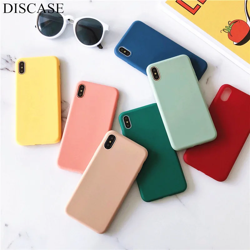DISCASE простой Карамельный цвет силиконовый чехол для телефона iphone 6 6s 8 7 plus XS MAX XR X