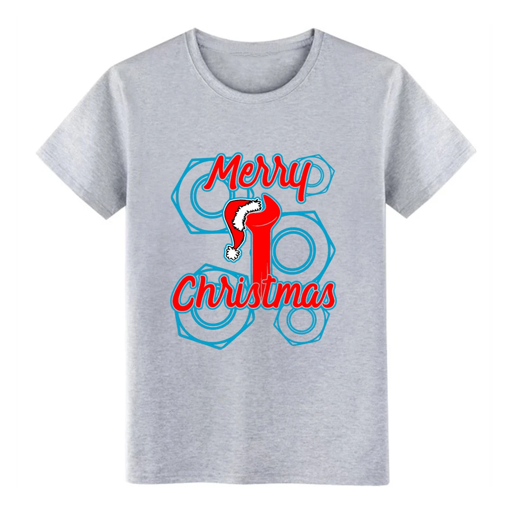 Мужская футболка с надписью Merry Christmas механический ключ Санта Клаус гайка подарок