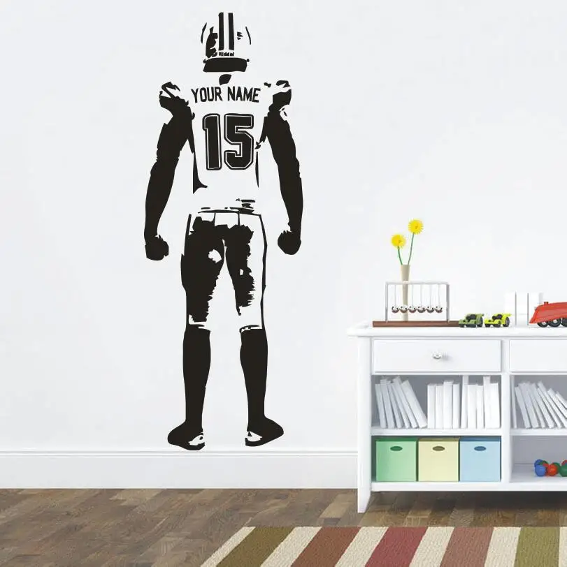 Custom jersey name and number Rugby athlete Vinyl sports Wall Decals American football Player diy wall stickers home decor D1000 | Дом и сад
