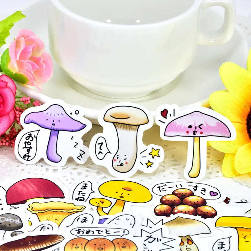 40 шт. креативные самодельные наклейки с красочными грибами kawaii красивые