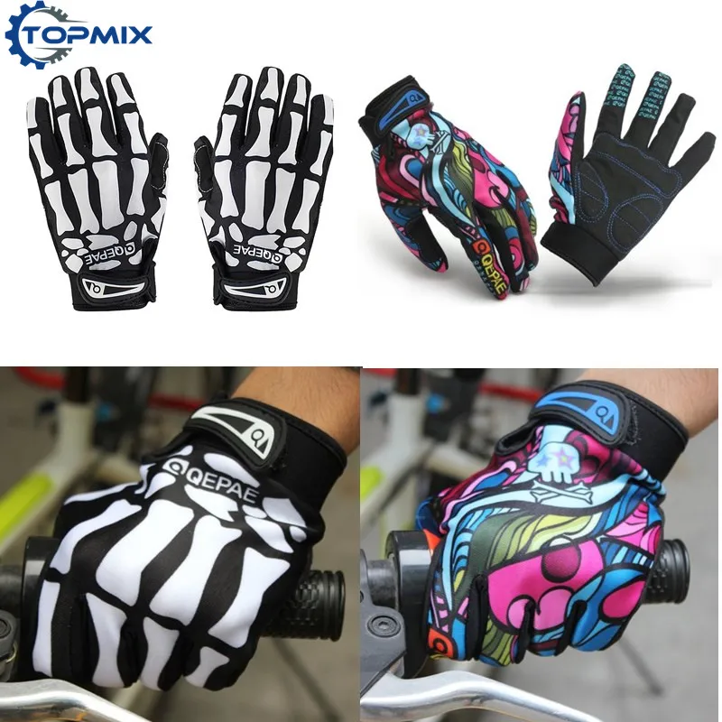 

Colorful/Skull Full Finger Men Women Breathable Motorcycle Racing Gloves Anti-Slip Bicycle Motor Bike Cycling Riding Gloves