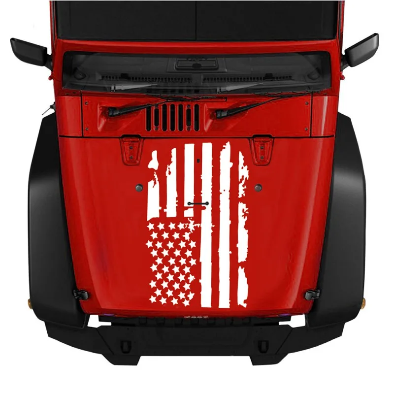 Cracked American Flag Printed Hood Decal Sticker Universal Creative Signature WRC Car Stickers | Автомобили и мотоциклы