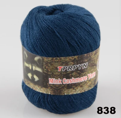 838 niu zai lan TPRPYN 1 шт = 50 г норка кашемир 98% пашм 2% пряжа для ручного вязания норка Детская тонкая шерстяная пряжа Y3223174 - Цвет: 838 niu zai lan