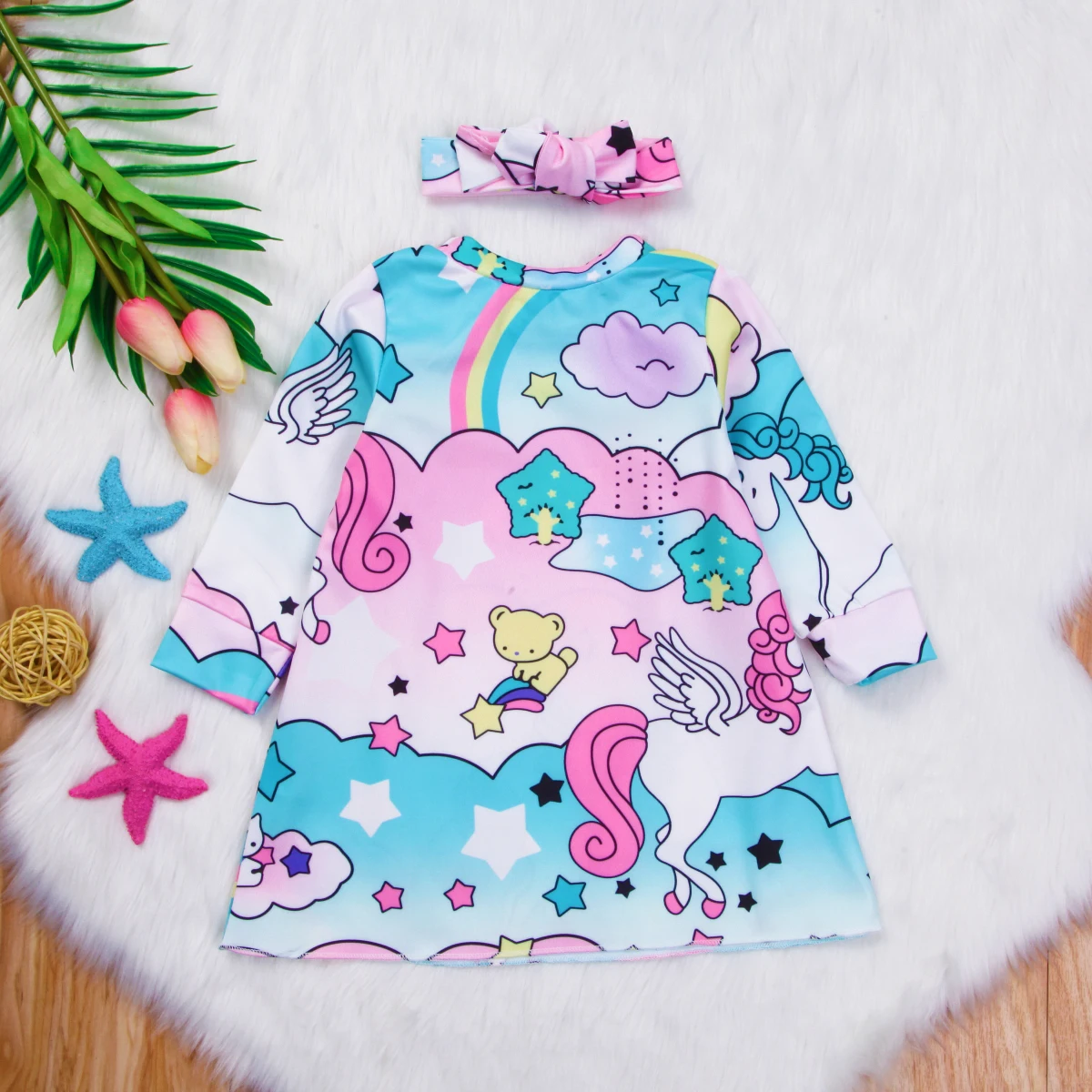 Платья с принтом для маленьких девочек детское платье новорожденных летняя