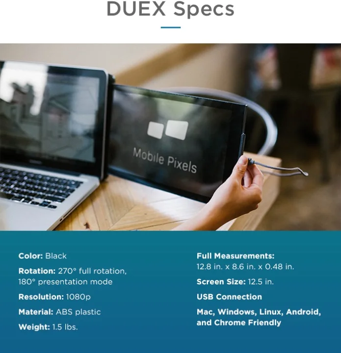 DUEX on-the-go двухэкранный портативный монитор для ноутбука для всех ноутбуков Apple lenovo многозадачный простой в использовании легкий и гладкий дизайн