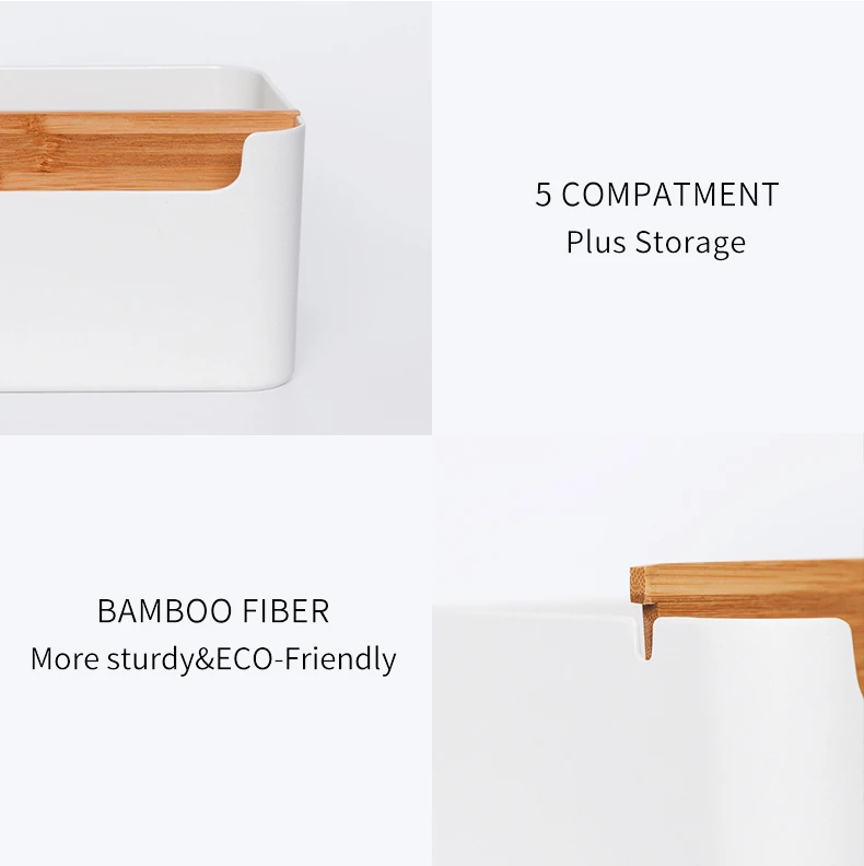 Настольный органайзер для косметики ZEN'S BAMBOO, держатель для карандашей с 5 отделениями, канцелярские принадлежности
